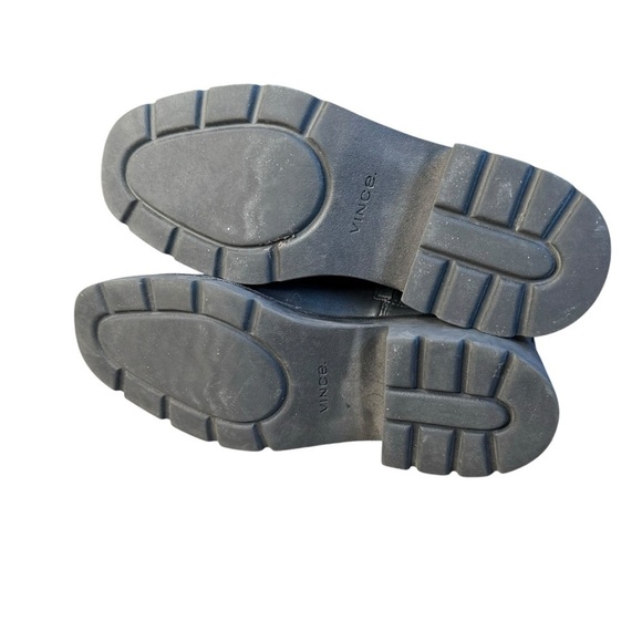 Vince Remi BLACK LEATHER CHUNKY Sole Water Repellant Zip Ankle Boot Bootie 7.5 - Picture 4 of 11